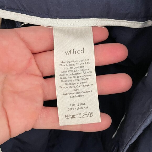 Aritzia Wilfred Tie-Front Straight Leg High Rise Pants Classic Navy Blue 4 - Picture 8 of 9